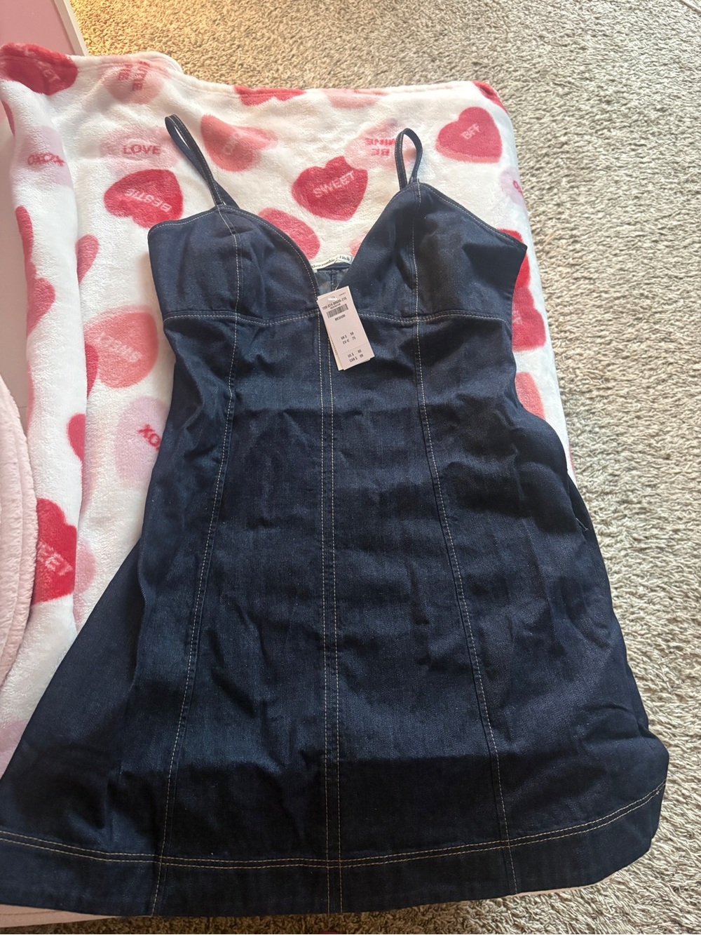 Abercrombie & Fitch Indigo Denim Mini Dress with Spaghetti Straps